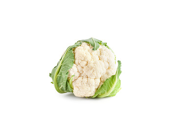 Fresh ripe cauliflower on white