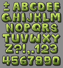 Green cartoon alphabet