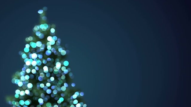 Blurred christmas tree blue lights