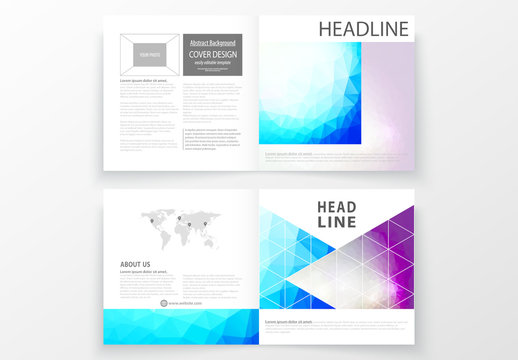 Square Brochure Layout with Cool Tone Geometric Design Element 10