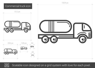 Commercial truck line icon.