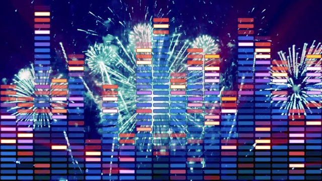 music equalizer and firework loopable animation 4k (4096x2304)
