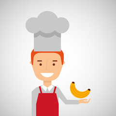 cheerful chef fresh banana graphic vector illustration eps 10