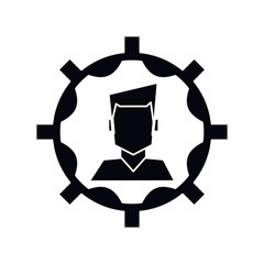 Man avatar inside gear icon. Male person and people theme. Isolated design. Vector illustration