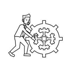 Businessman avatar with gear icon. Businesspeople management and corporate theme. Isolated design. Vector illustration