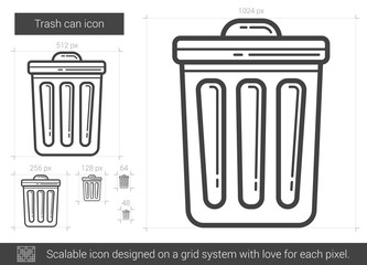 Trash can line icon.