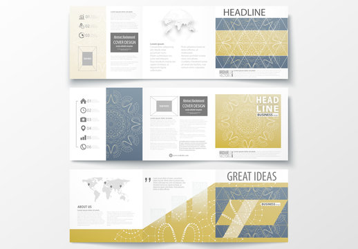 Trifold Brochure Layout with Constellation Design Element 1