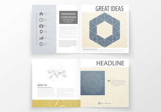 Square Brochure Layout with Dark Geometric Element 3