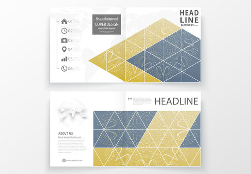 Square Brochure Layout with Dark Geometric Element 4