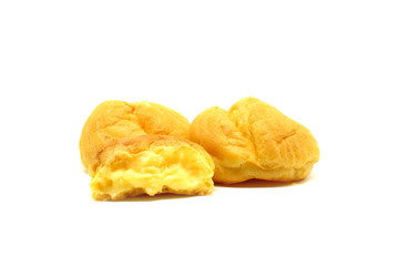 Fresh Mini Cream Puffs ,Close Up on white background