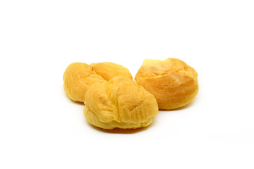 Fresh Mini Cream Puffs ,Close Up on white background