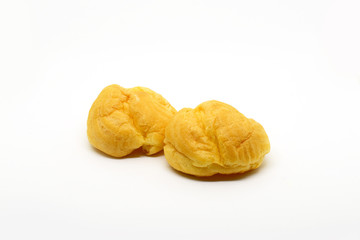 Fresh Mini Cream Puffs ,Close Up on white background