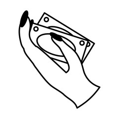 hand human with bills money dollar isolated icon vector illustration design