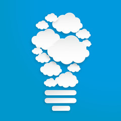 Abstract speech bubbles in the shape of clouds used in a social networks on light blue background. 