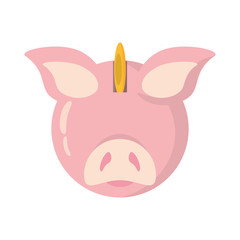 piggy savings with coin isolated icon vector illustration design