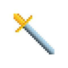 Obraz premium video game sword pixelated icon vector illustration design