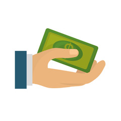hand human with bill money dollar isolated icon vector illustration design