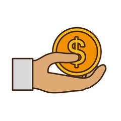 hand human with coin dollar isolated icon vector illustration design