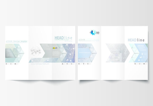 Trifold Brochure Layout with a DNA Strand Design Element 2
