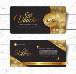Gift voucher template with luxury pattern.Restaurant voucher. Vector illustration - obrazy, fototapety, plakaty