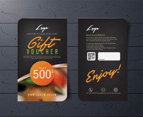 Gift voucher template with luxury pattern.Restaurant voucher. Vector illustration