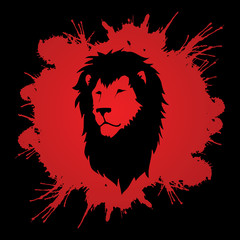 Lion head designed on splatter blood background graphic vector