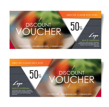 Discount voucher template with modern pattern.Restaurant voucher. Vector illustration