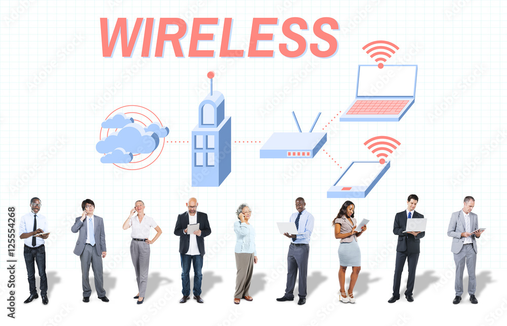 Poster wireless wifi router digital connection concept