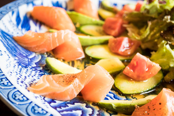 Salad salmon avocado