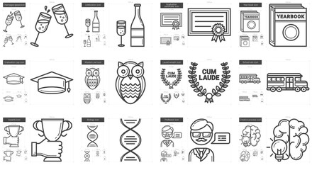 Fototapeta premium Education line icon set.