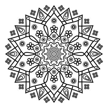 Coloring book pages mandala ornament. 