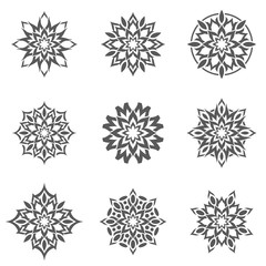 Set of abstract flowers. Ornament Pattern. Decorative element.