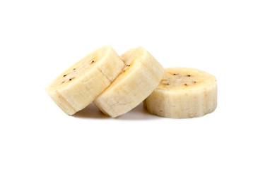 Banana slices isolated on white background.Banana sliced isolate