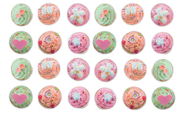 Cup cake and Candy sprinkles on white background