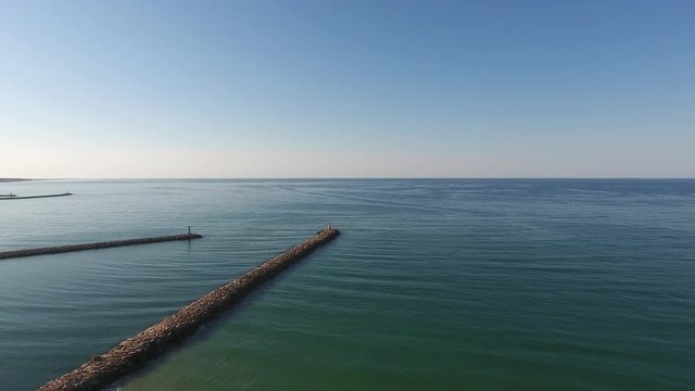 Breakwater structures in the harbor Vilamoura.