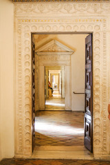 Interior of Palazzo Ducale di Urbino, pespective of doors 