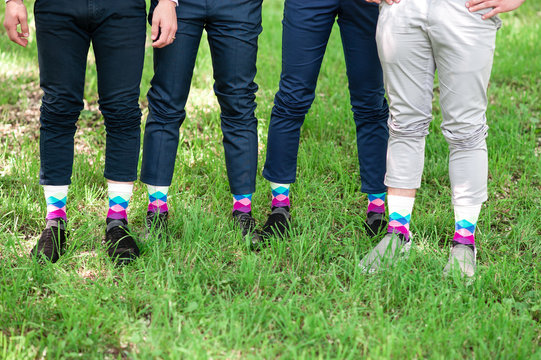 Men's Feet In Colored Socks