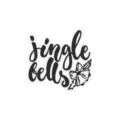 Jingle bells - lettering Christmas and New Year holiday calligraphy phrase isolated on the background. Fun brush ink typography for photo overlays, t-shirt print, flyer, poster design.