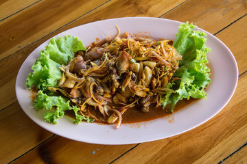 spicy blood cockle salad ,Thai food