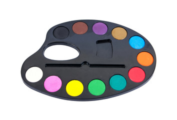 Paint tray isolated on white background.Watercolor paint tray is