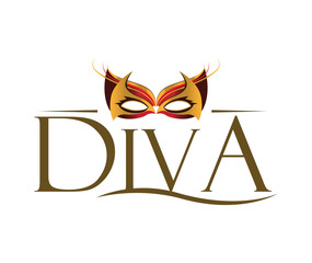 Obraz premium Diva Logo with Masquerade Glasses