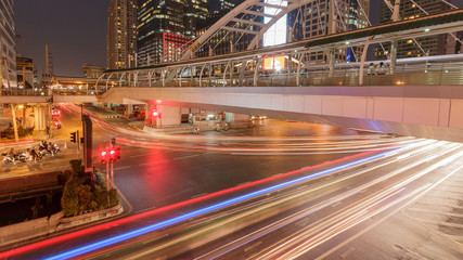 Fototapeta na wymiar Lights from cars ,city at night background