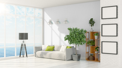 Modern bright interior . 3D rendering