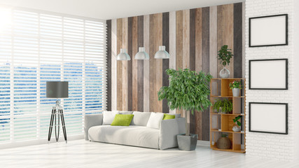 Modern bright interior . 3D rendering