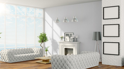 Modern bright interior . 3D rendering