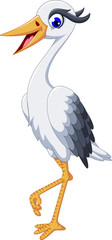 cute Grey Heron cartoon posing