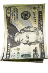 20 dollars bill isolated