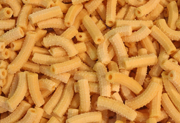 many macaroni made with fresh eggs in the restaurant