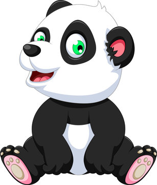 cute panda cartoon sitting
