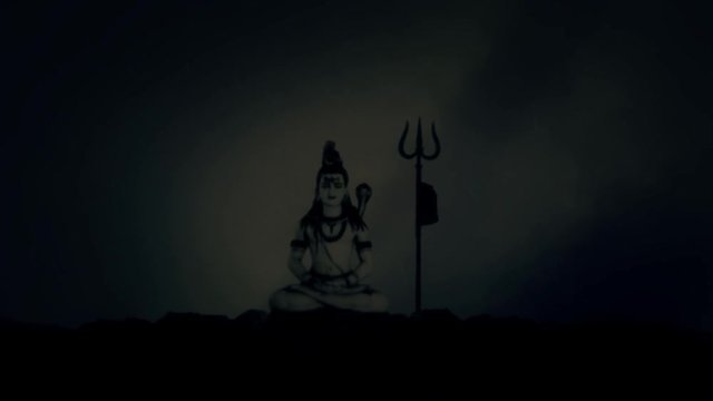 Hindu Lord Shiva Meditating on Mount Kailash Under a Thunderstorm and Rain